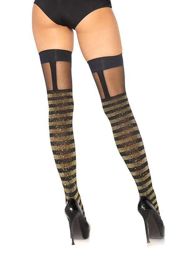 Lurex Striped Thigh Highs