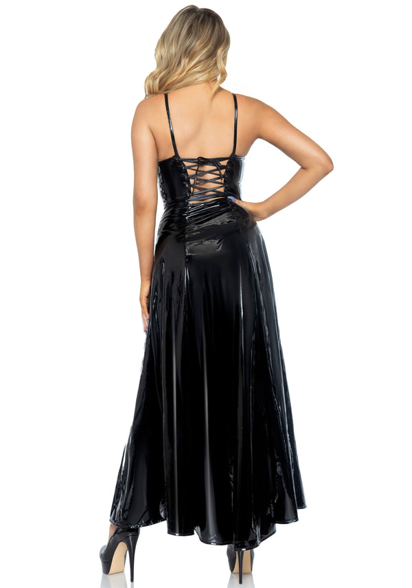 Vinyl Ball Gown with Corset Lace Up Back