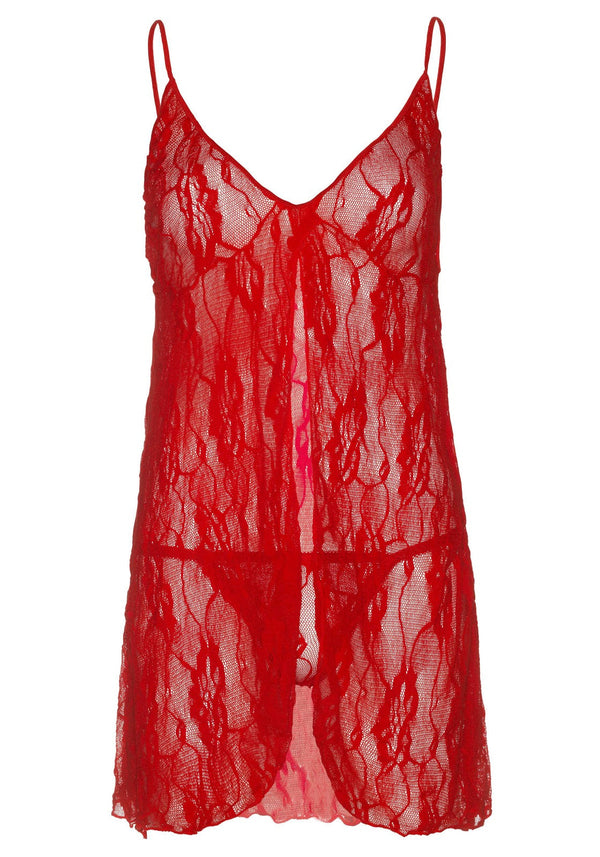 Plus Romantic Lace Babydoll with String