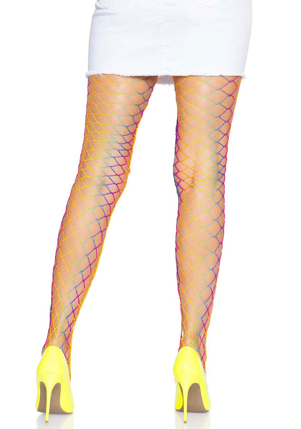 Ombre Rainbow Woven Net Tights