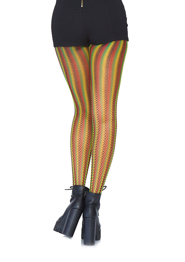 Rasta Striped Fishnet Pantyhose