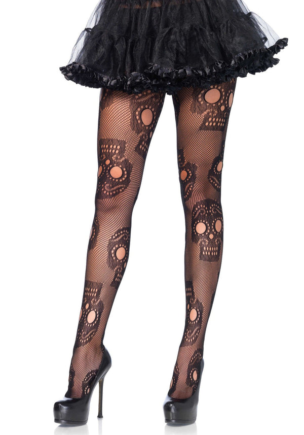 Plus Sugar Skull Net Pantyhose