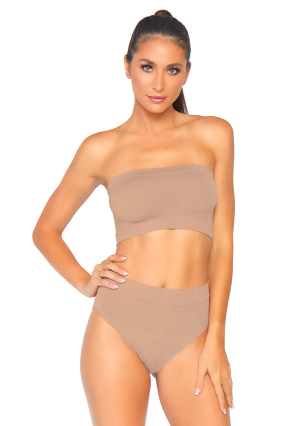 Seamless Bandeau Top and High Waist Brief